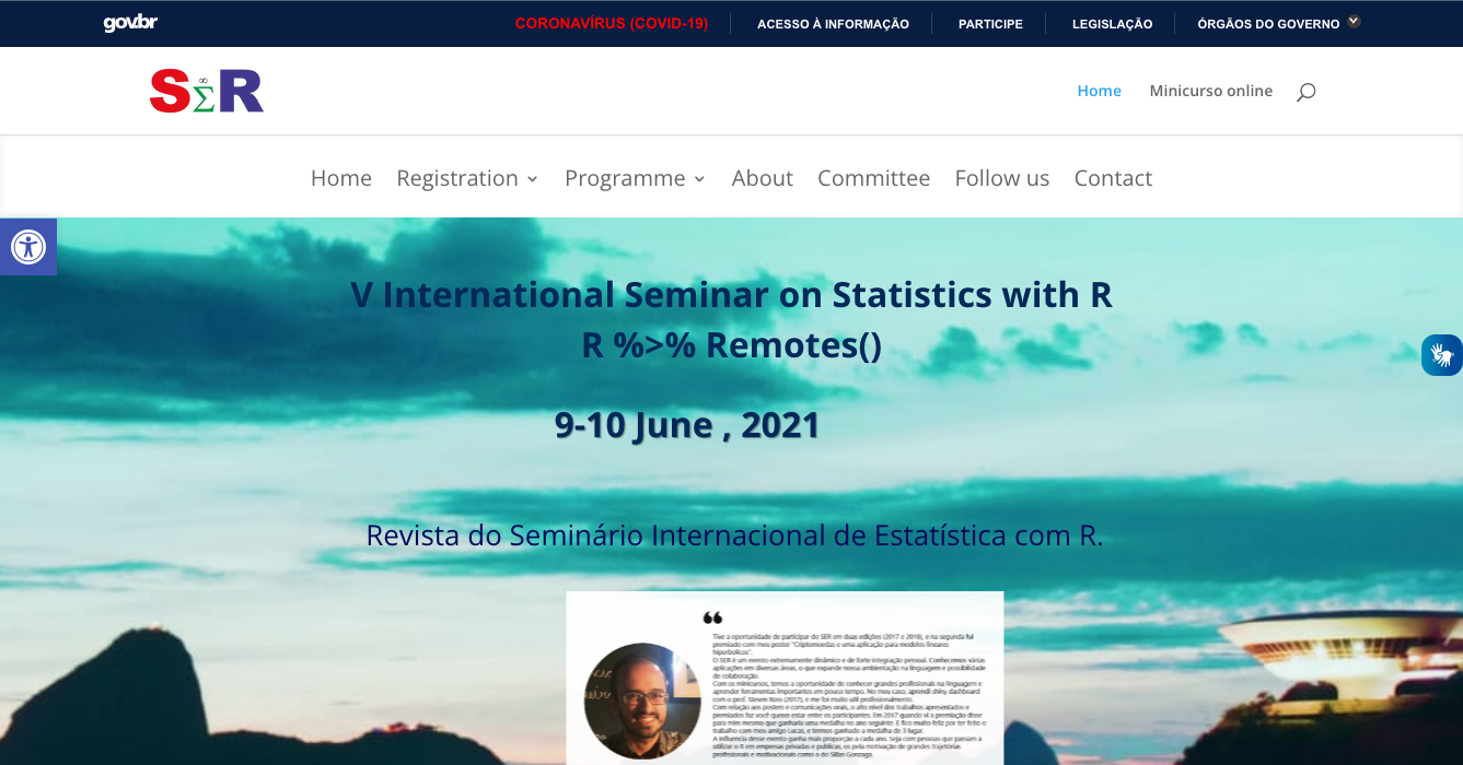 Print screen do site do evento Seminário Internacional de Estatística com R (SER)