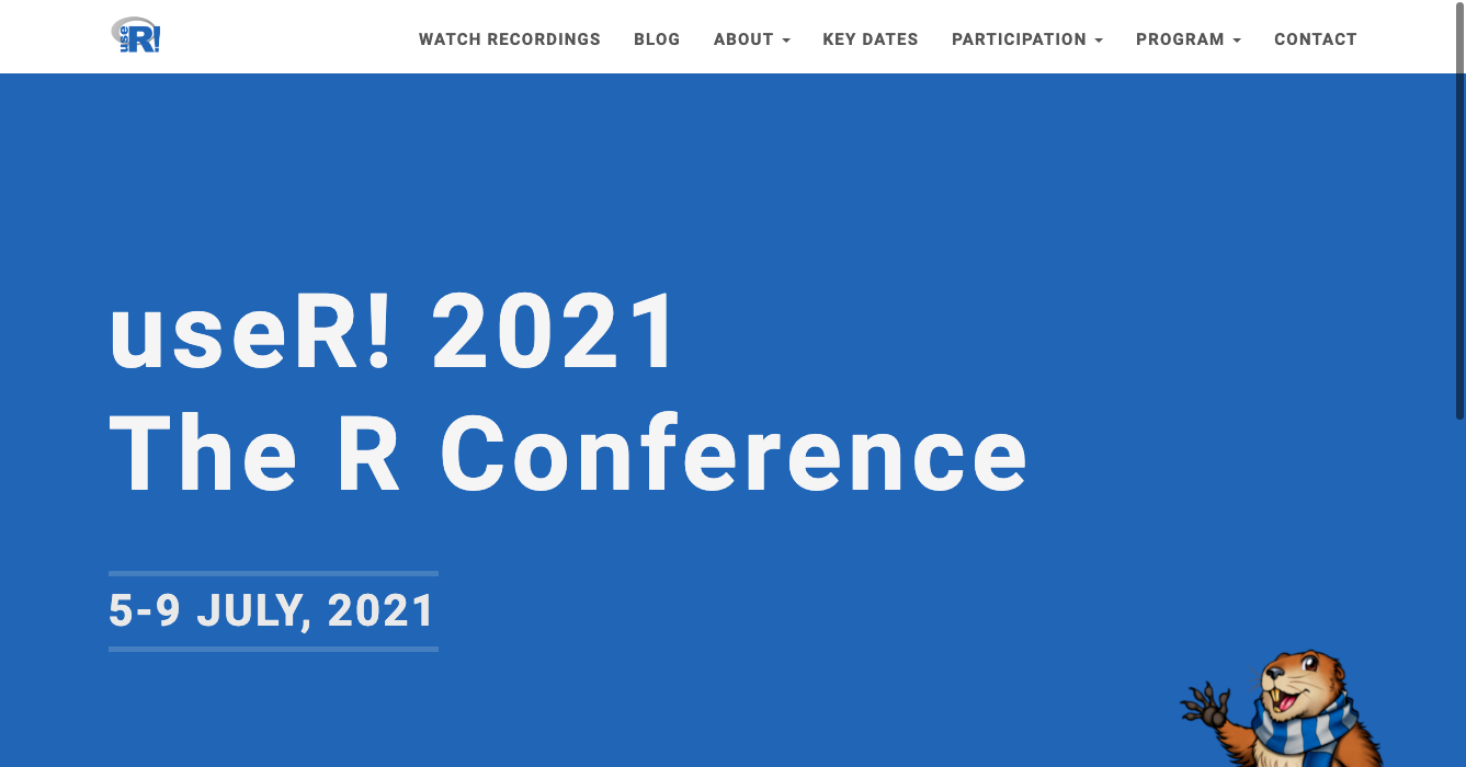 Print screen do site do evento useR! 2021 - The R Conference